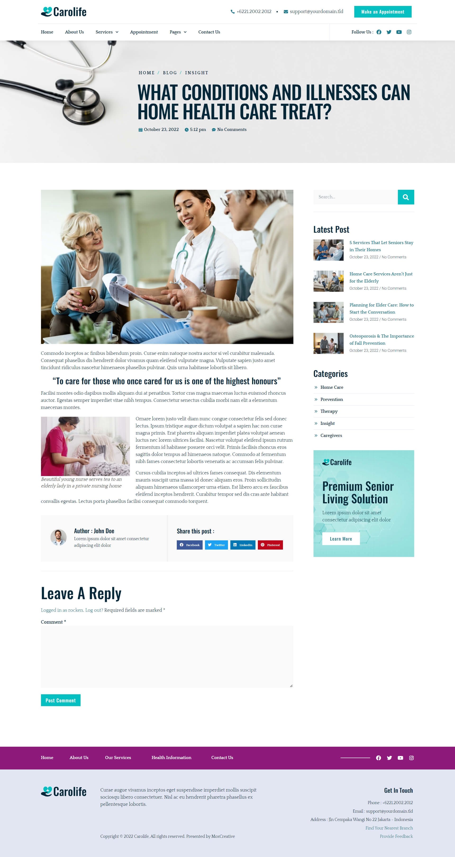 Carolife Home Care & Private Nursing Services Elementor Template Kit